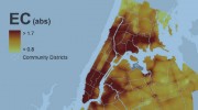 Map of estimated elemental carbon concentrations, summer 2009