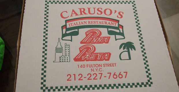 Caruso's Pizza on Fulton Street Pizza Box 
